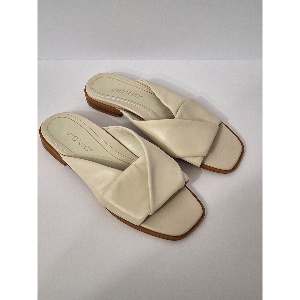 Vionic Women's Poppy Milamar Slide Sandals Sized 7.5 Leather Slip-On Summer NWOB - Picture 2 of 8